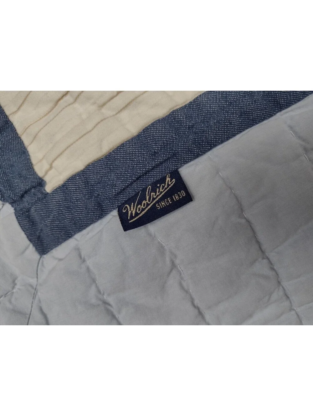 Woolrich Full Queen Quilt Blue Patchwork Plaid Reversible Cotton Farmhouse